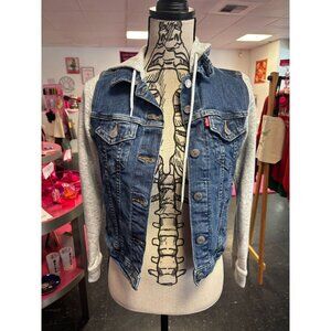 Levi’s Hybrid Original Trucker Denim + Sweatshirt Hooded Jacket Women's XS